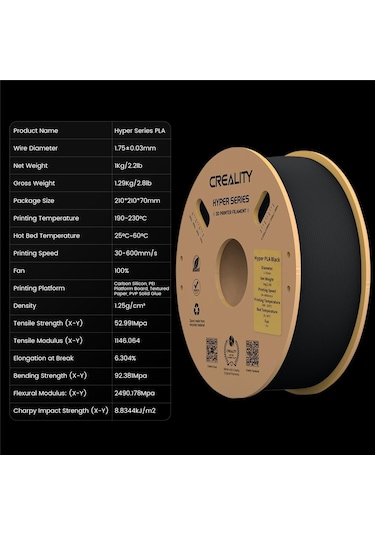Creality Hyper Pla Siyah Filament 1.75mm 1kg - Urhanshop Yetkili Satış