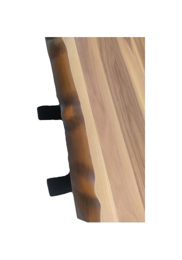 Masa Kütük Desen Takım Model X Metal Çelik Ayak Yan Açıl Tabla Be Kahverengi