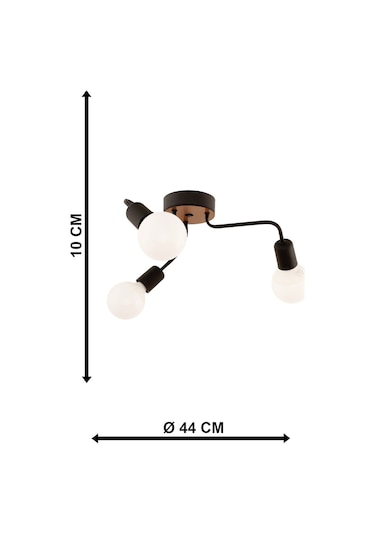 Ahtapot 3.Lü Modern Siyah Avize