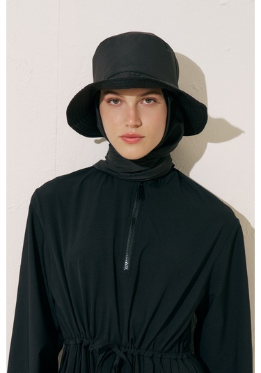 Eşarp Detaylı Bucket Şapka Siyah Siyah