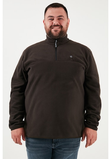 Buratti  Regular Fit Anti-Pilling Büyük Beden Dik Yaka Kışlık Şardonlu Erkek Polar 5906001B Antrasit