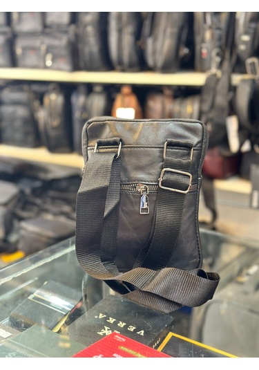 Trg Polo Siyah Deri Omuz Postacı Çantası Siyah