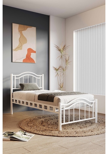 Argimo Belinay Ferforje Beyaz Çift Kişilik Metal Karyola 150x200
