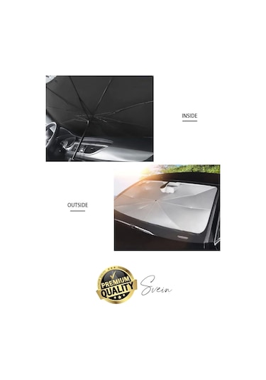 Premium Büyük Boy Titanyum Tüm Araçlarla Uyumlu Geçirmez Dayanıklı Araç İçi Ön Cam Şemsiye Güneşlik