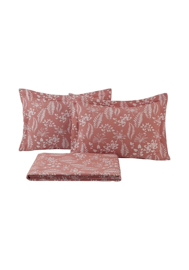 Elart Mokka Keten Görünümlü Yatak Örtüsü Pike Seti 3 Parça Çift Kişilik Tarçın