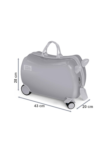 Coral High Kids Mavi Yeşil Dinozor Desenli Otur-çek Çocuk Valizi 16361 Yeşil