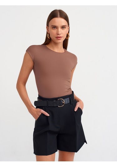 Dilvin Poliamid T-shirt Kahve Sütlü Kahverengi