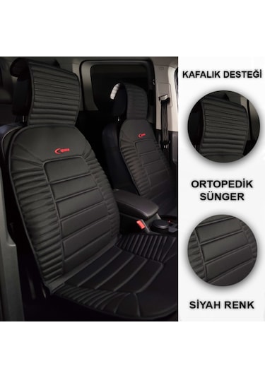Lüks Oto Koltuk Minderi Ortopedik Kalın Süngerli 2 Li Set Siyah