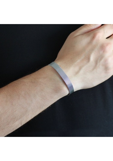 Tesbihane Uzunluk Ayarlı Silver Renk Çelik Erkek Hasır Bileklik