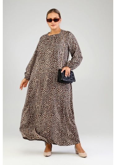 Kadin Buyuk Beden Viskon Tesettür Elbise 001
