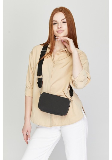 Morpelikan Bej Kabartma İki Bölmeli Kadın Omuz Çantası Antrasit