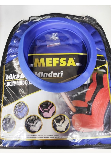 2,li Oto Koltuk Kılıfı Minder Alkantra Kumaş Mavi Renk + Slikon Direksiyon Kılıfı