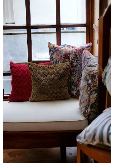 Bohem 4'lü Dekoratif Yastık Kılıfı Kırlent Kılıfı 43x43 Cm Kahverengi Geometrik Dsn Kahverengi