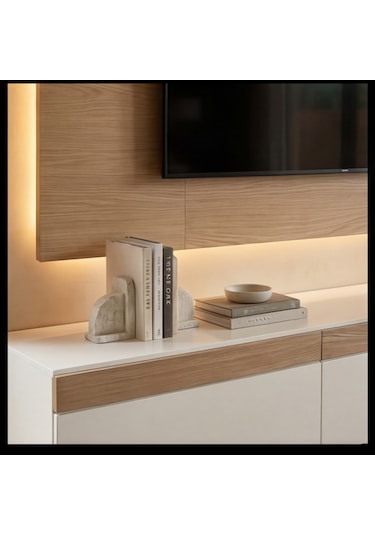 Pure Line Tv Duvar Ünitesi Kumandalı Ledli Beyaz