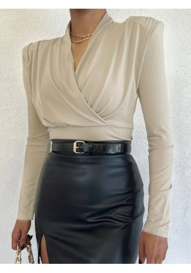 Ahes Shopping Vatkalı Kruvaze Model Sandy Bluz-bej Bej