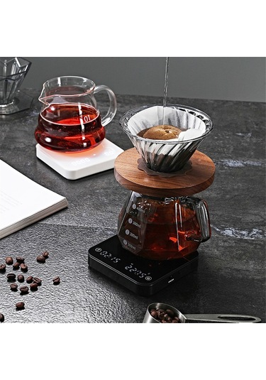 Kahve Ölçeği, 0.1g Hassas Derecelendirme, Taşınabilir Cep Ölçeği Siyah Siyah