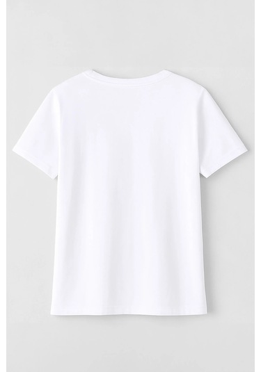 Kadın %100 Pamuk Antalya Baskılı Beyaz T-shirt Beyaz