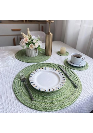 Kahve Yuvarlak Placemat Modern Düz Renk Isıya Dayanıklı Kaymaz Isı Yalıtımı Yemek Masası Koruma Dekorasyon Pedi Coaster Mutfak Malzemeleri L Kahverengi