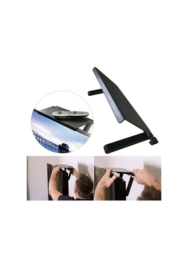 Televizyon Bilgisayar Monitörü Raf Uzaktan Kumanda Set Üstü Kutu Depolama Braketi Siyah