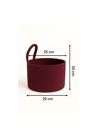 Asep Askılı Halat El Dokuma Banyo Sepeti 25x20cm Duvara Asılabilir Çok Amaçlı Düzenleyici Ve Saklama Mürdüm