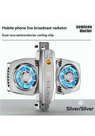 Xuweiwei K4 Gümüş Çift Çekirdekli Soğutucu  Telefonlar İçin Dijital Ekranlı Sıcaklık Kontrollü Yarıiletken Soğutucu