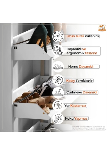 4'lü Metal Ayakkabılık - Beyaz