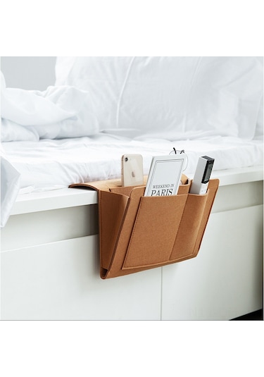 Dofolink Orta Gri Ev Fantezi Organizer Çanta - 32x20x10 Cm Yüksek Kaliteli Filtre Dokuma - Yatak Kenarı Evcil Eşya Saklama Çantası Gri