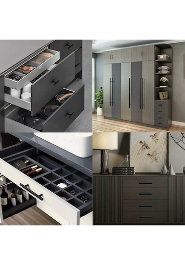 20 Paket Paslanmaz Çelik Mutfak Dolabı Düğmeleri T Şekli - Çekmece Çubuğu, Dolaplar, Kapılar, Mobilya, Banyo, Yatak Odası Dolapları - Siyah