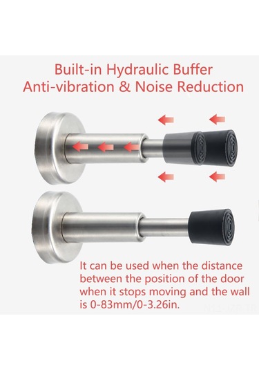 Geeroyoo "2'li Set Yapışkanlı Kapı Durdurucu - Paslanmaz Çelik Hidrolik Süspansiyonlu 4 Inç"