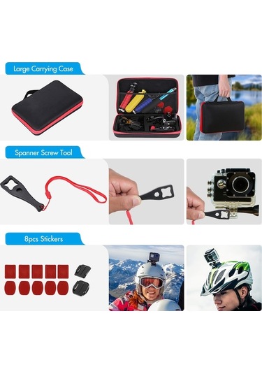 Ebitda Andoer 48-in-1 Aksiyon Kiti Siyah, Gopro Hero 9-5 Ve Insta360 İçin Taşıma Çantası Siyah