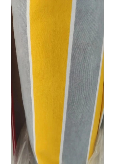 Ceylan Home Balkon Demir Perdesi Kuş Gözü Sarı Gri Çizgili Ölçü Seçenekli Gri