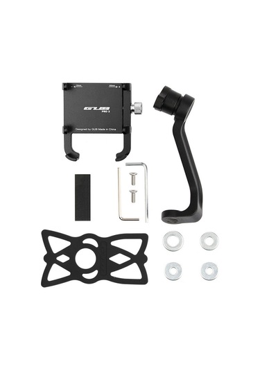 Gub Pro2 Alüminyum Alaşımlı 360 Derece Dönen Motosiklet Telefon Tutucu Siyah Siyah