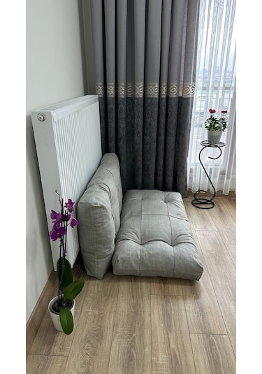 Modern Style Home Kalorifer Önü Yer & Palet Minderi 2'li Takım Açık Gri