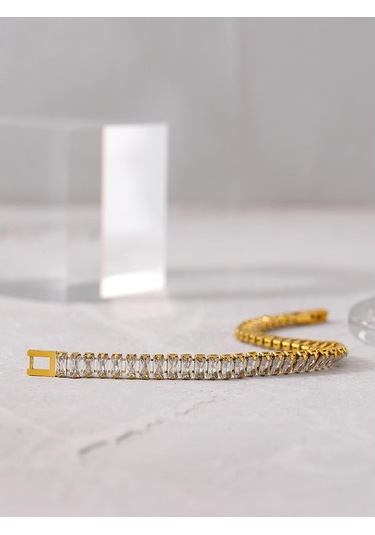 Eetit Paslanmaz Çelik Kübik Zirkonya Zincir Bileklik Kadın