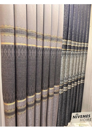Nivemeshome Damla Ft614337 V-5403 Gri 1/3 Sık Pileli Fon Perde Apm Gri