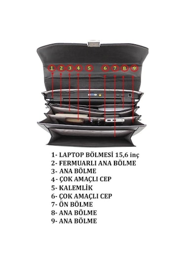 15.6" Laptop Bölmeli Omuz Askılı Taban Korumalı Evrak Çantası