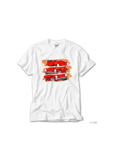 Volkswagen The Beetle Red Beyaz Tişört Beyaz