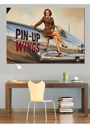 Retro Pin-up Kız Pozu Dekoratif Kanvas - Mdf Ahşap Tablo