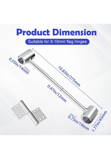 Geeksen 14-19mm Evrensel Çift Uçlu Kapı Menteşi Ayarlama Anahtarı, Dairesel Somun Tamiri Taşlı Araç