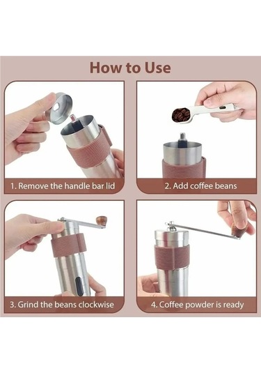 Jialan Ayarlanabilir Ayarları İle Manuel Kahve Çekirdeği Gümüş Wi Gümüş