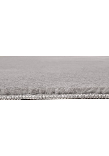 My Evilla Modern Dekoratif Halı Jel Kaymaz Taban  Peluş  Puffy Yuvarlak  Gri