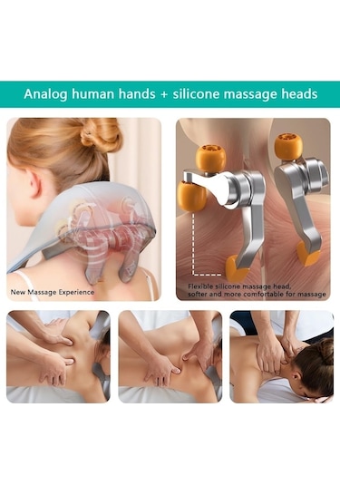 Artfulabode Şarjlı Yoğurmalı Isıtmalı Sırt-bel Masaj Aleti, Gerçek El Hissi Boyun Bacak Omuz Ovma Cihazı Ql Beyaz - Gri