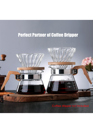 Padalink 400ml Cam Ve Ahşap Kahve Servisi - Net Ölçekli, Kolay Kullanım Ve Temizlik, Modern Tasarım, Dripper İçin Ideal Diğer
