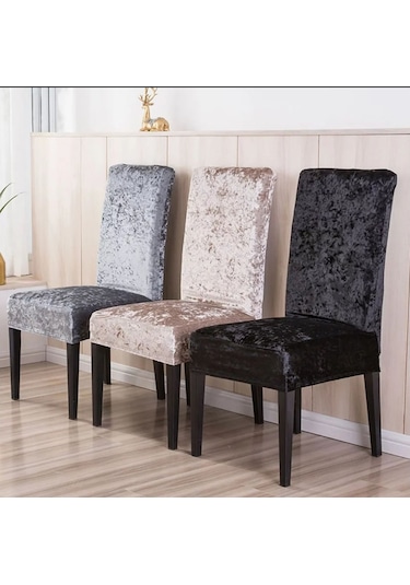 Pamuklu Kadife Sandalye Kılıfı Likralı Lastikli Sandalye Örtüsü