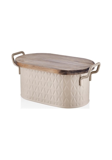 The Mia Prizma Ekmek Saklama Kabı Karamel 40x22x18 Cm Krem