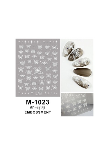 Nail Art Etiketler Çıkartmaları 5d Kabartmalı Kendinden Yapışkanlı Karikatür Çiçek Kelebek Yıldız Tırnak Çıkartmaları Pembe