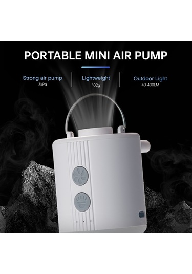 Ximistore9 Tomshoo Mini Dört İşlevli Hava Pompa: Vakum, Kamp Lambası, Blower - 400lm Işık, 1600mah Pil, Taşınabilir野营用品