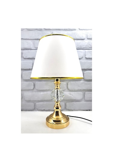 Gold Kaplama Büyük Kristal Taşlı Metal Ayak Beyaz Gold Şeritli Ku Gold