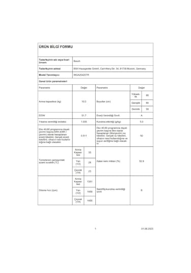 Bosch WGA254Z0TR 1400 Devir 10 KG Çamaşır Makinesi