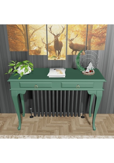 Roys Ahşap 120 Cm Yeşil Çekmeceli Petek Üstü Yüksek  Dresuar Ahşap